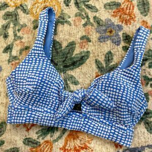 Aerie polka dot bikini top blue white bow Swiss dot XS